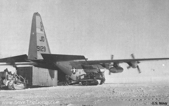 LC-130 Offloading a Dome Building