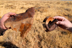 Recovered bomb parts from the old Kirtland bombing range on Albuquerque's West Side.