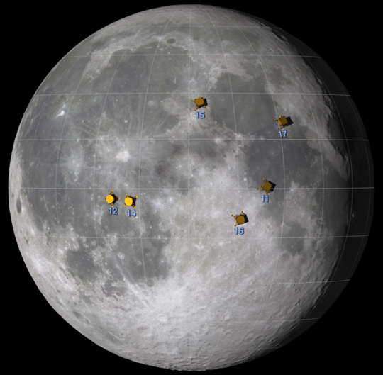 Labeled LROC image of Apollo 14 landing site